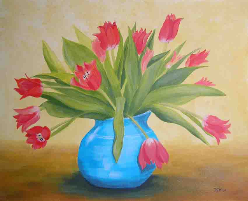 vaas met tulpen